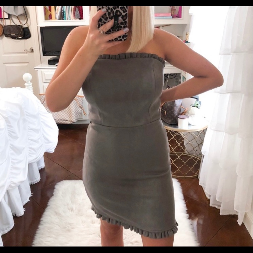 gray suede dress